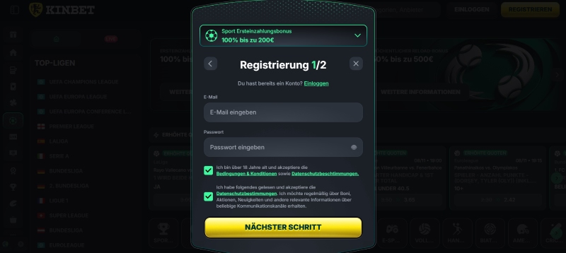 Registrierung beim Buchmachere ohne OASIS